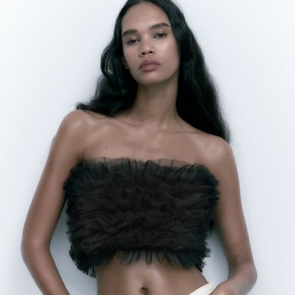 Zara Tulle Knit Strapless Top New - Picture 1 of 7